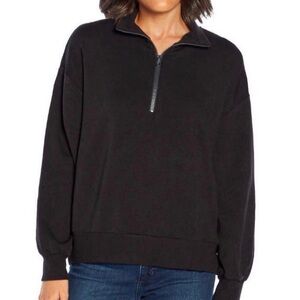 Three Dots Black Quarter-Zip Sweatshirt